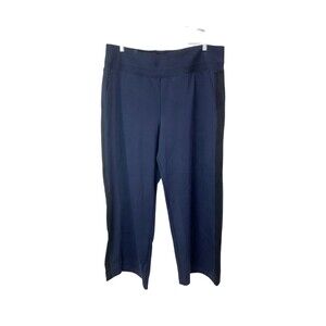 Athleta Venice Colorblock Navy Blue Black Wide Leg Track Pants SZ 2X